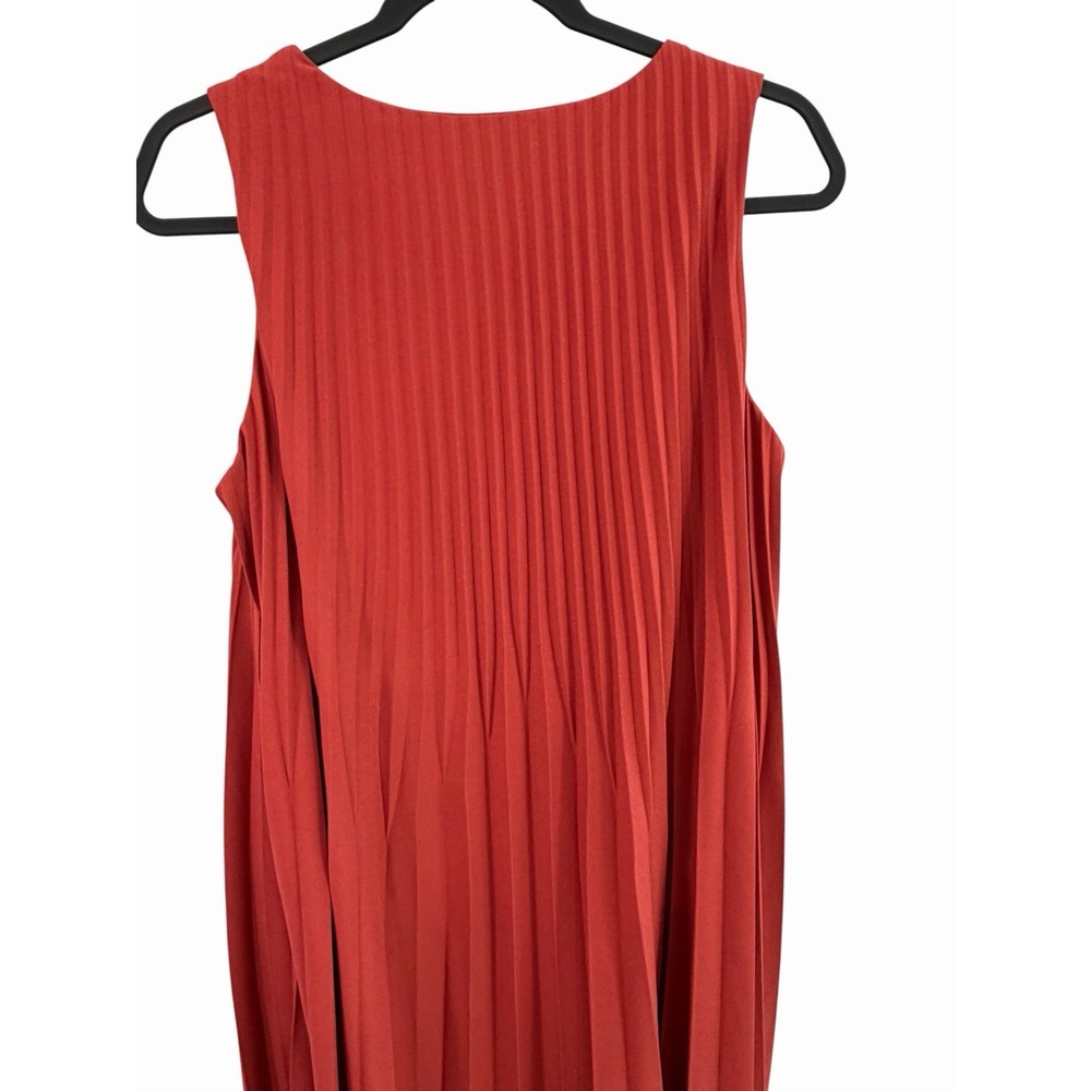 J Jill Wearever Pleated Sleeveless Midi Dress Medium V Neck Minimalist - Picture 7 of 12